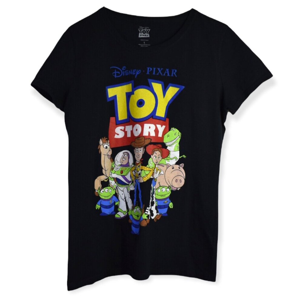 Toy Story Shirt L Kids Black Short Sleeve Crew Neck 100% Cotton Graphic Tee